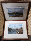 Three colour prints signed by I Lindsay depicting North East landscapes