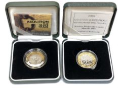 Two silver proof two-pound coins,