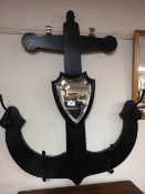 A decorative hall mirror modelled as an anchor