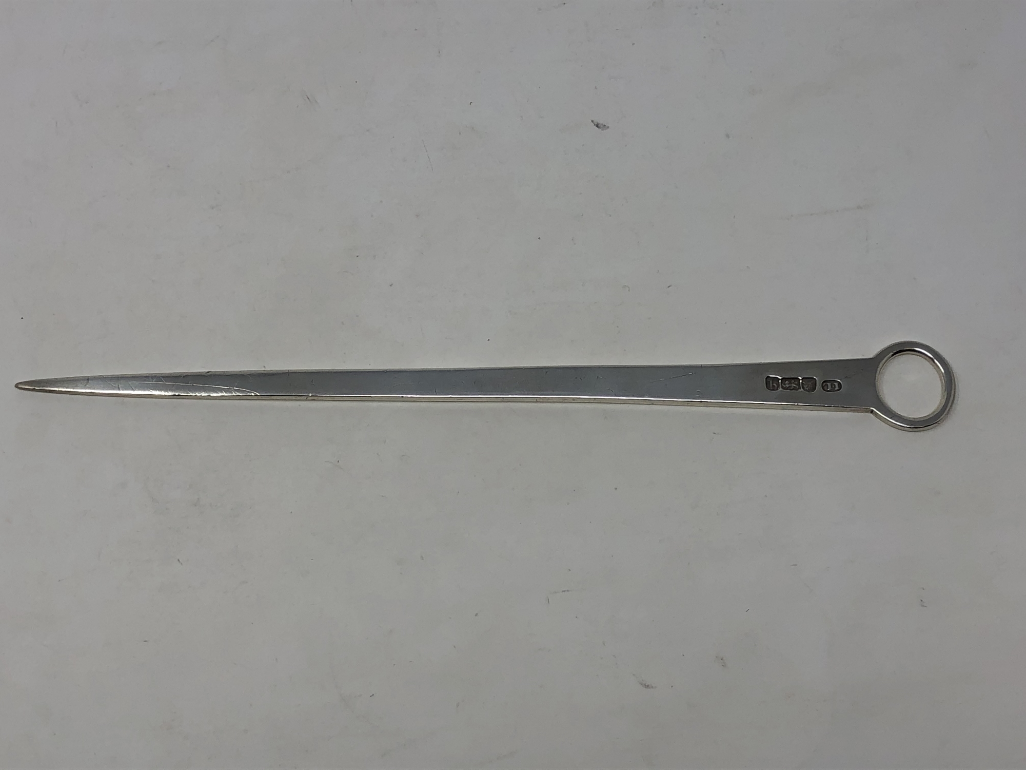 A George III silver meat skewer with coat of arms engraved, John Lambe,