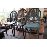 Three Windsor style dining chairs