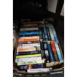 A box of paperback books