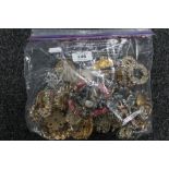 A bag of costume jewellery