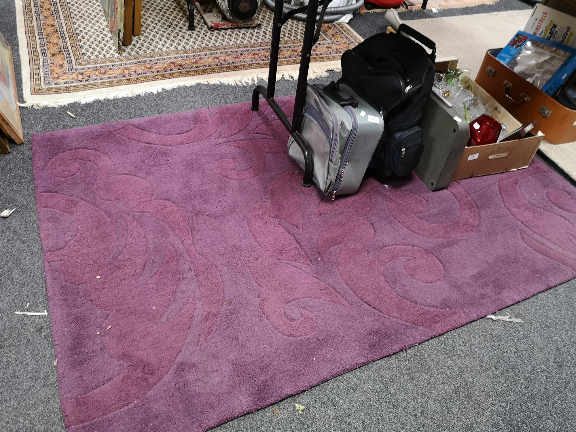 A contemporary purple rug