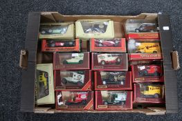 A crate of die cast vehicles,