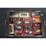 A crate of die cast vehicles,