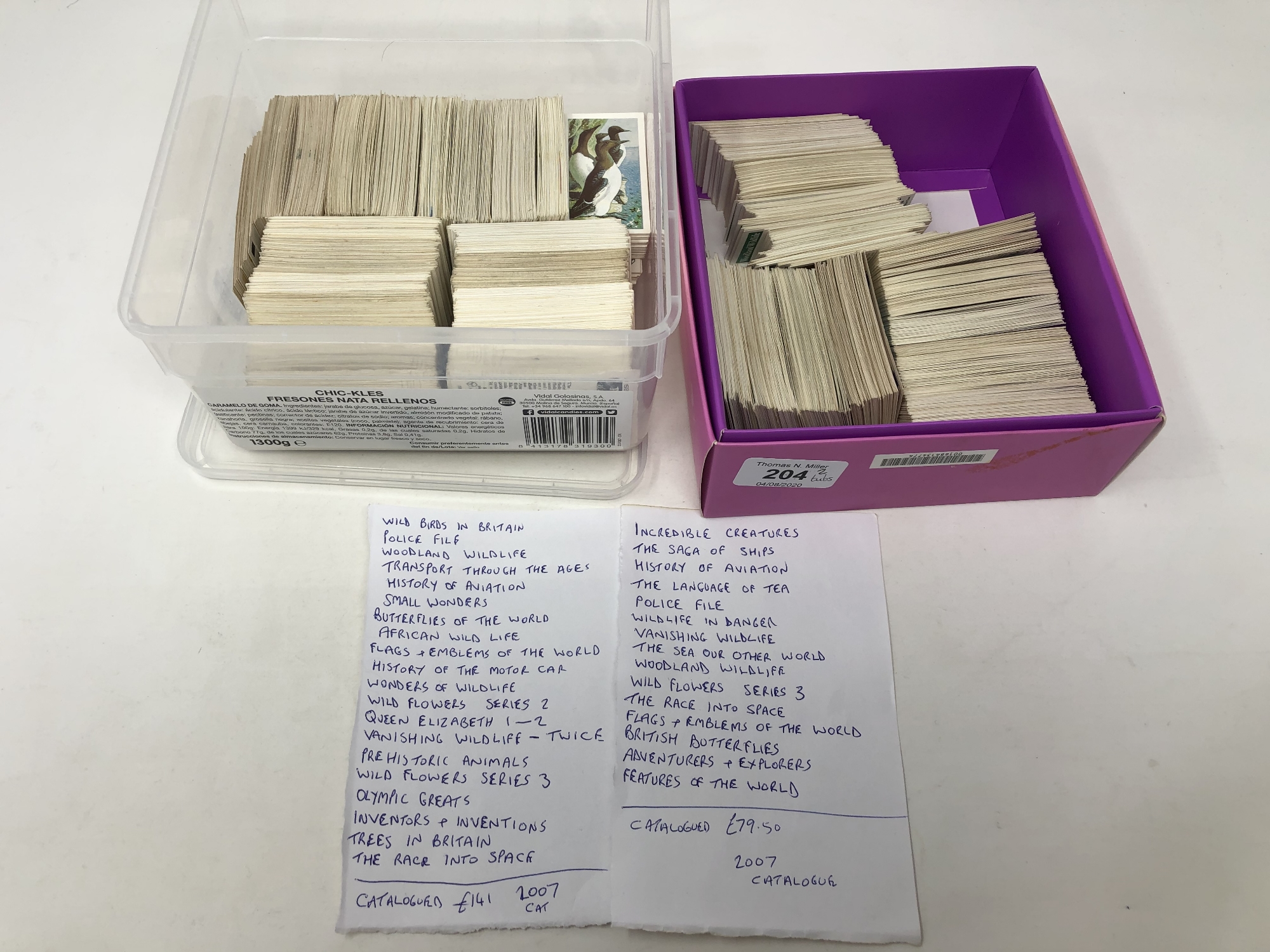 Two tubs of a large quantity of collector's cards,