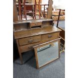 An Edwardian oak mirrored dressing table