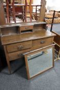 An Edwardian oak mirrored dressing table