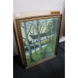 A beech framed print - figures in a landscape,