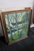 A beech framed print - figures in a landscape,