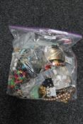 A bag of costume jewellery