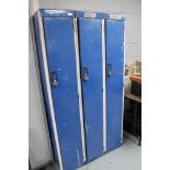 Three metal storage cabinets