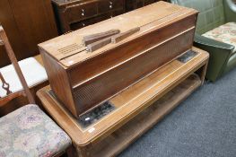 A contemporary low coffee table and a Fidelity radiogram