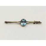 A yellow gold aquamarine brooch