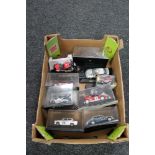A crate of die cast racing cars,