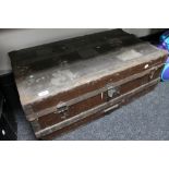 An antique cane bound trunk