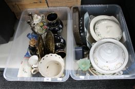 Two boxes of china, dinner ware,