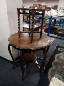 An Edwardian mahogany occasional table together with a brass topped table