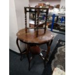 An Edwardian mahogany occasional table together with a brass topped table