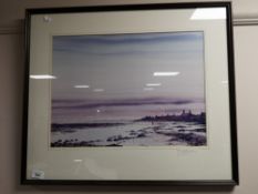 A limited edition signed colour print by Cartmel Crossley - coastal view