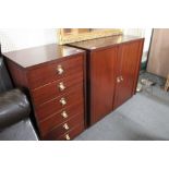 A contemporary mahogany double door cupboard and matching six drawer chest