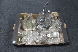 A box containing antique and later cruet sets