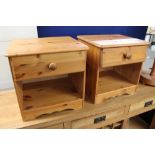A pair of pine bedside stands