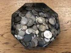 A tin of George V and later English coins,