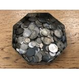 A tin of George V and later English coins,