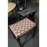 An antique stool and footstool (2)