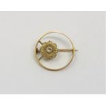 A 15ct gold diamond brooch, 3.4g.