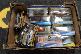 A crate of die cast vehicles,