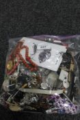 A bag of costume jewellery