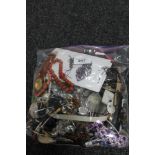 A bag of costume jewellery