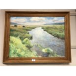 Continental school : oil on canvas depicting marshland