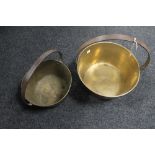 Two Victorian brass jam pans