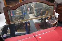 A frameless mirror together with an Edwardian oak mirror