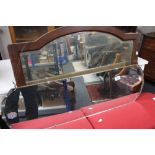 A frameless mirror together with an Edwardian oak mirror