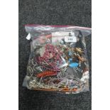 A bag of costume jewellery