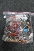 A bag of costume jewellery