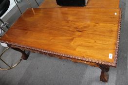 A reproduction mahogany coffee table