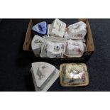 A box of Victorian and later cheese dishes and covers