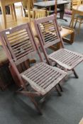 Three folding garden chairs