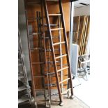 Four wooden ladders