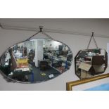 Two frameless mirrors