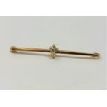 A 15ct gold brooch set with 0.25ct diamond, 3.5g.