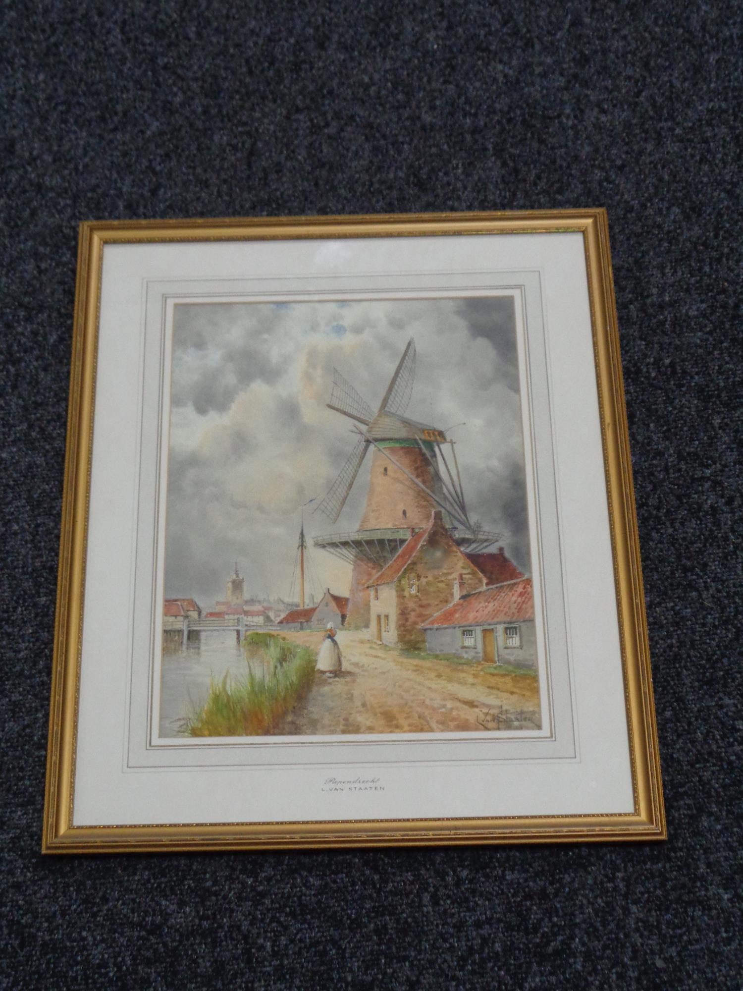 Louis van Staaten (Dutch 1859 - 1924) : Papendrecht, watercolour, signed, 40 cm x 31 cm, framed.