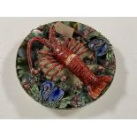 A Palissy style majolica lobster plate