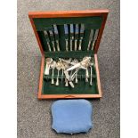 A canteen of George Butlery Sheffield plated cutlery together with a further cased set of plated